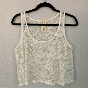 NWT Lace Knit Cream Crop Top